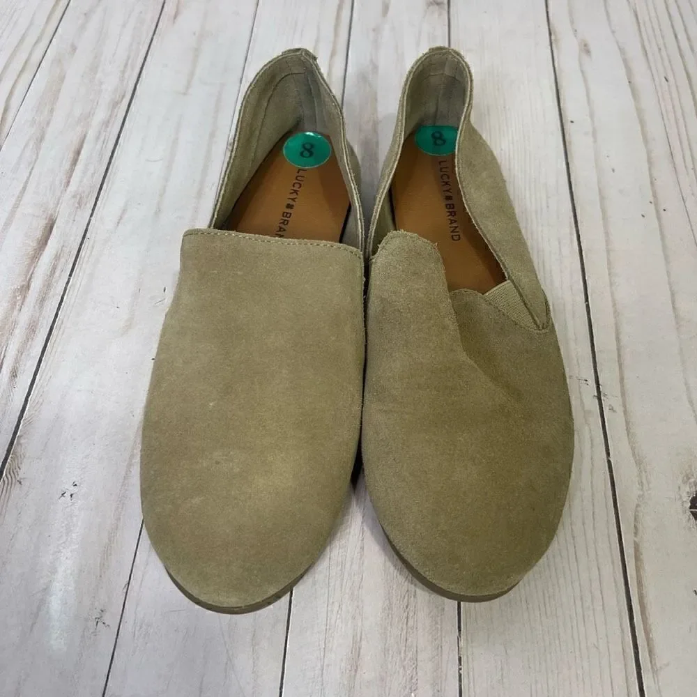 Lucky Brand Tan Suede Slip On Flats Loafers